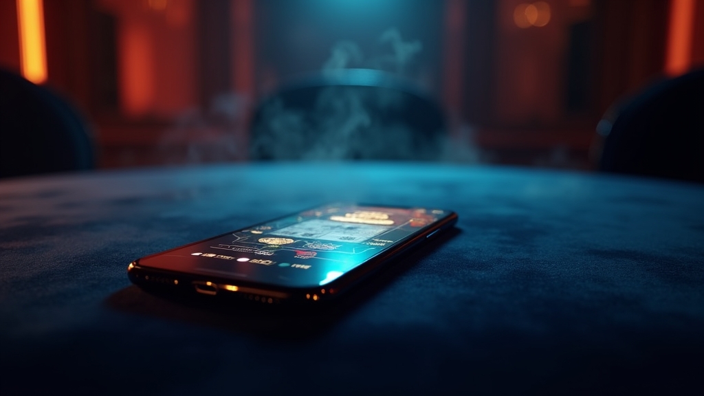 iPhone με πρόσβαση σε casino app μέσω browser σε σκοτεινό περιβάλλον